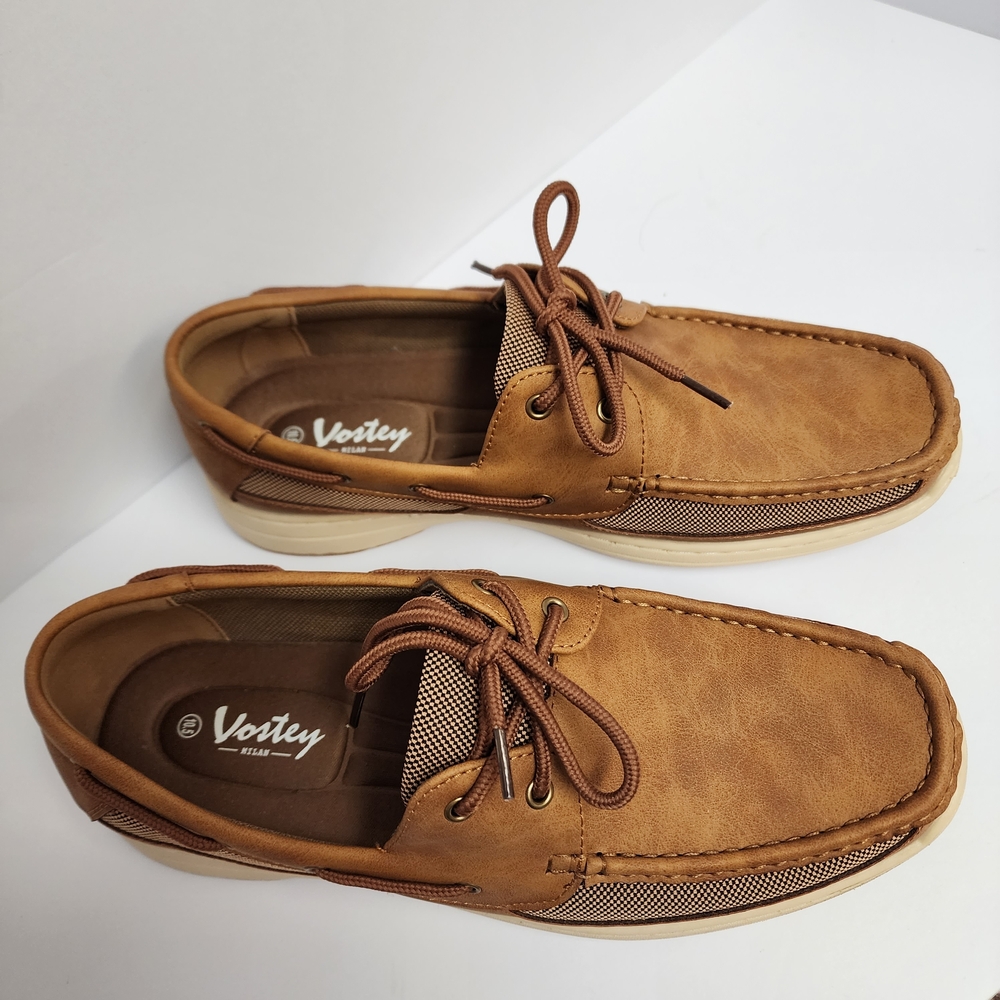 Vostey Men's Casual Boat Shoes in Brown Sz 10.5 - Picture 2 of 11